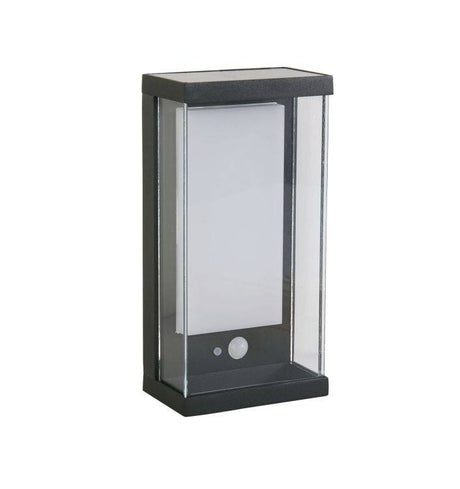 Solar Outdoor Wall Light - Black Metal & White Polycarbonate D - Comet Lighting