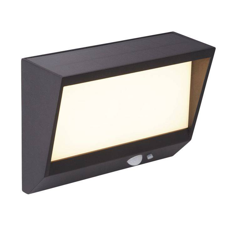 Solar Outdoor Wall Light - Black Metal & White Polycarbonate E - Comet Lighting