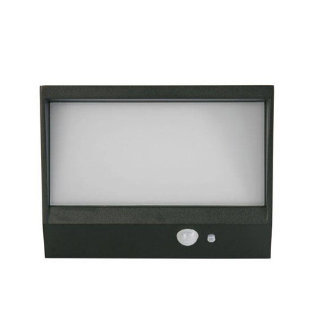 Solar Outdoor Wall Light - Black Metal & White Polycarbonate E - Comet Lighting