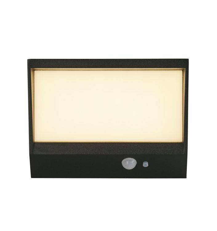 Solar Outdoor Wall Light - Black Metal & White Polycarbonate E - Comet Lighting