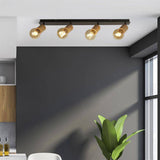 Spinny 4Lt Bar Spotlight- Wood & Black Metal - Comet Lighting