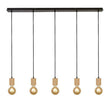 Spinny 5Lt Bar Pendant- Wood & Black Metal - Comet Lighting