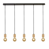 Spinny 5Lt Bar Pendant- Wood & Black Metal - Comet Lighting