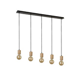 Spinny 5Lt Bar Pendant- Wood & Black Metal - Comet Lighting