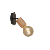 Spinny Spotlight Wall Light- Wood & Black Metal - Comet Lighting