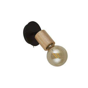 Spinny Spotlight Wall Light- Wood & Black Metal - Comet Lighting