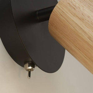 Spinny Spotlight Wall Light- Wood & Black Metal - Comet Lighting