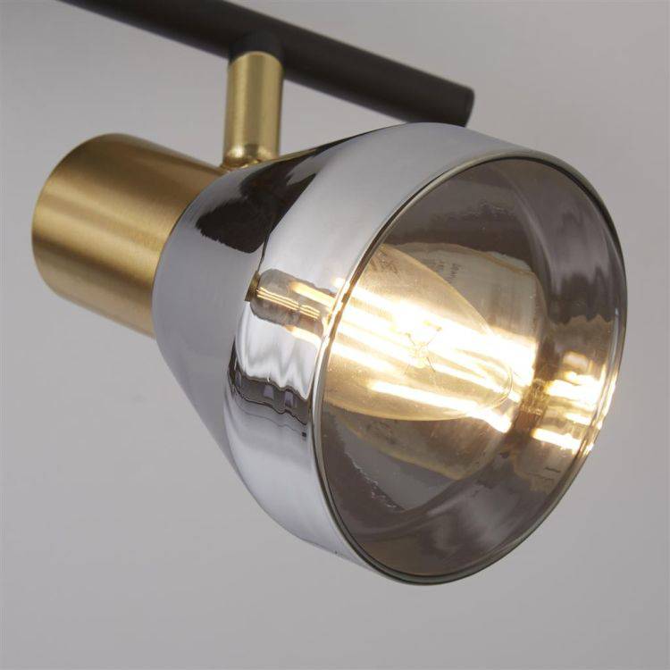 Westminster 2Lt Spotlight - Black|Satin Brass & Smoked Glass - Comet Lighting