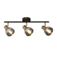 Westminster 3Lt Spotlight- Black| Satin Brass & Smoked Glass - Comet Lighting