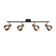 Westminster 4Lt Spotlight- Black| Satin Brass & Smoked Glass - Comet Lighting