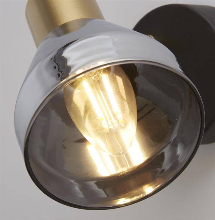 Westminster Spotlight - Black| Satin Brass & Smoked Glass - Comet Lighting