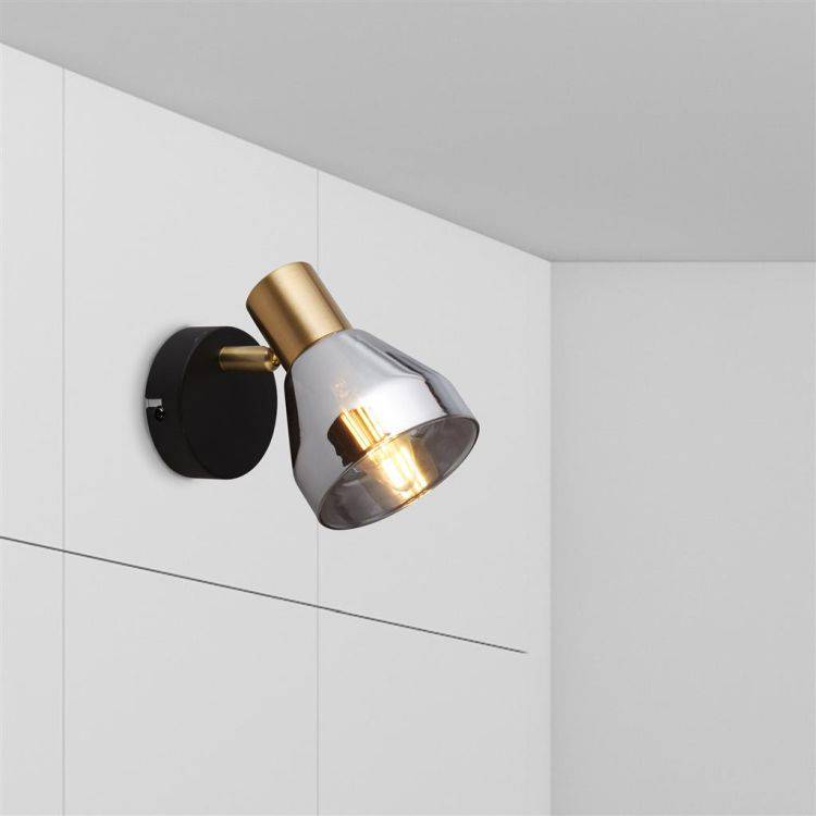 Westminster Spotlight - Black| Satin Brass & Smoked Glass - Comet Lighting