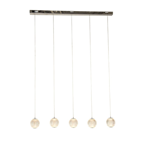 Allure 5Lt Bar Pendant - Chrome Metal & Clear Acrylic - Comet Lighting