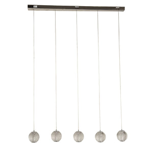 Allure 5Lt Bar Pendant - Chrome Metal & Clear Acrylic - Comet Lighting