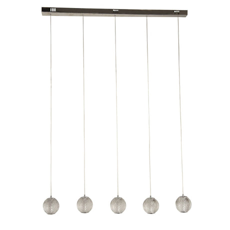 Allure 5Lt Bar Pendant - Chrome Metal & Clear Acrylic - Comet Lighting