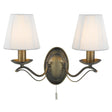 Andretti 2Lt Wall Light-Antique Brass & Ivory String Fabric - Comet Lighting