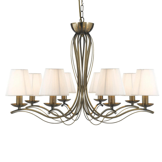 Andretti 8Lt Pendant - Antique Brass & Ivory String Fabric - Comet Lighting