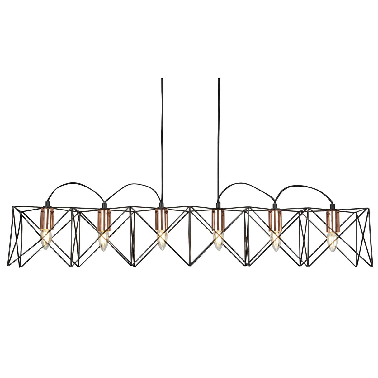 Anthea 6Lt Metal Pendant - Black Metal & Copper - Comet Lighting