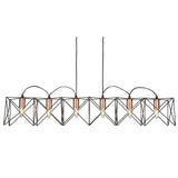 Anthea 6Lt Metal Pendant - Black Metal & Copper - Comet Lighting