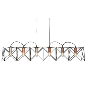 Anthea 6Lt Metal Pendant - Black Metal & Copper - Comet Lighting