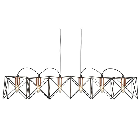 Anthea 6Lt Metal Pendant - Black Metal & Copper - Comet Lighting