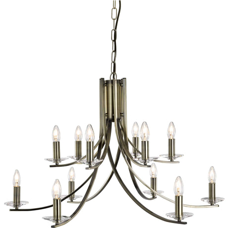 Ascona 12Lt Pendant -  Antique Brass & Clear Glass Sconces - Comet Lighting