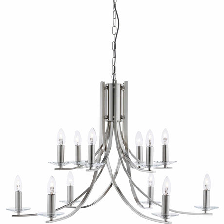 Ascona 12Lt Pendant - Satin Silver & Clear Glass Sconces - Comet Lighting