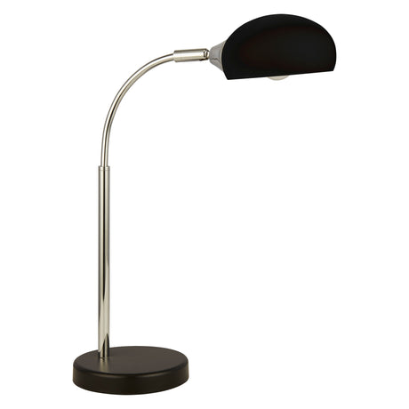 Astro Table Lamp - Black & Chrome Metal & Black Glass Shade - Comet Lighting