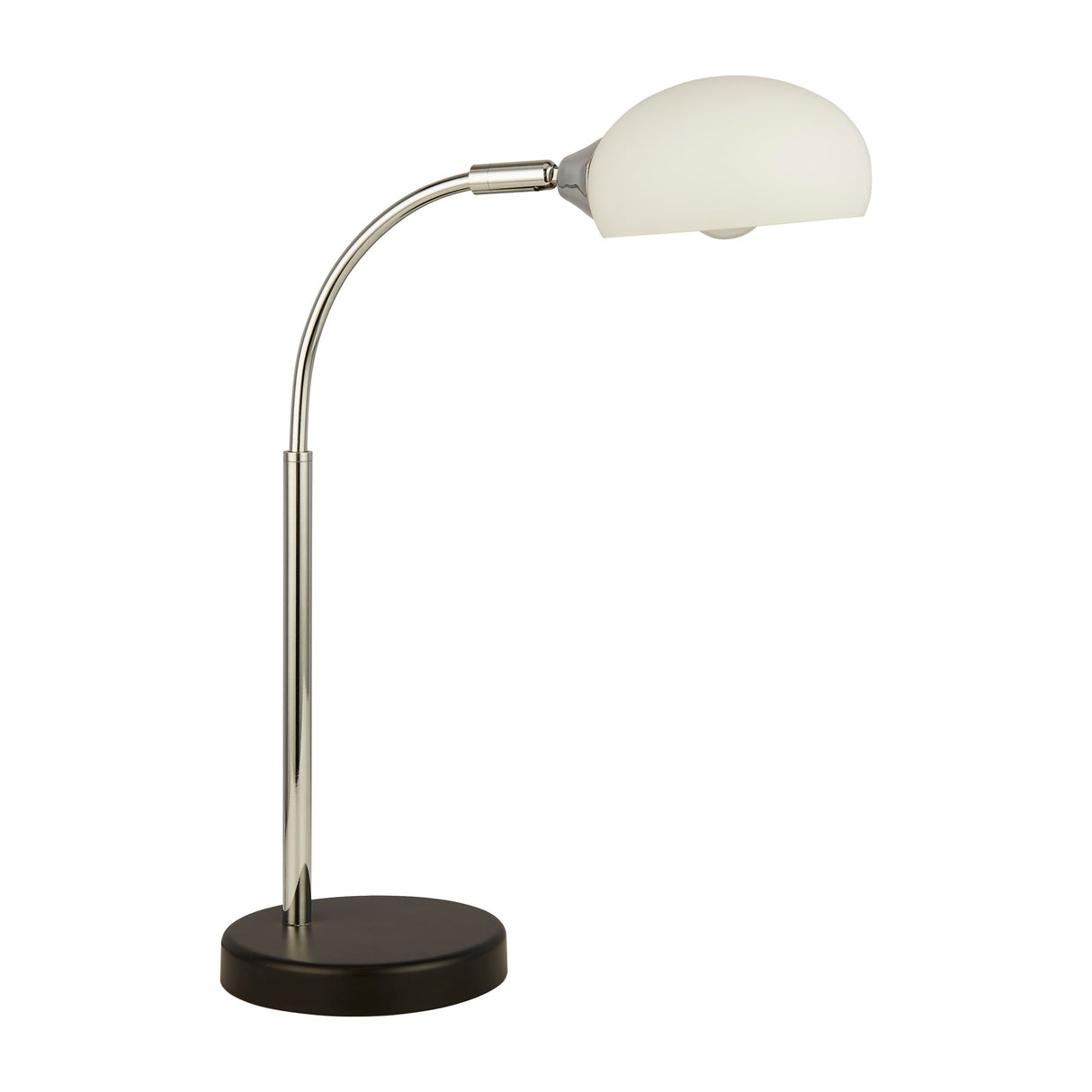 Astro Table Lamp - Black & Chrome Metal & Opal Glass Shade - Comet Lighting