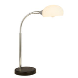 Astro Table Lamp - Black & Chrome Metal & Opal Glass Shade - Comet Lighting