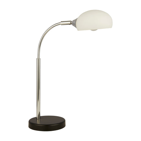 Astro Table Lamp - Black & Chrome Metal & Opal Glass Shade - Comet Lighting