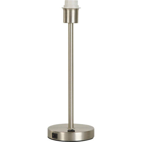 Base Only - Finn USB Table Lamp - Satin Nickel Metal - Comet Lighting