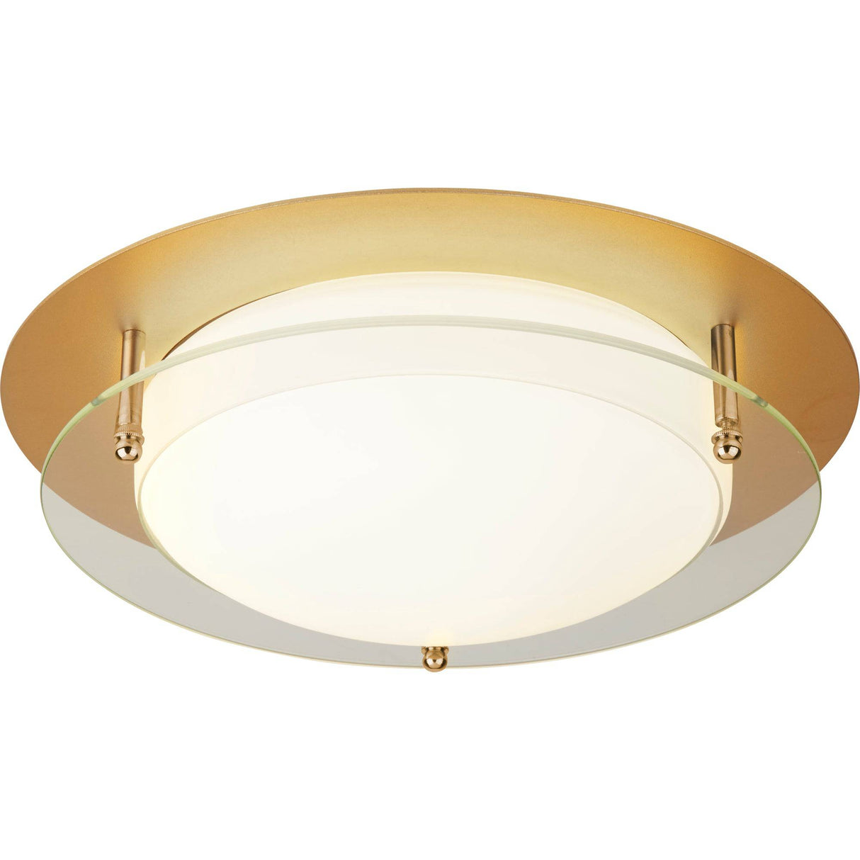 Bathroom Flush LED Light, 38cm - Gold With Glass Halo Ring - Comet Lighting