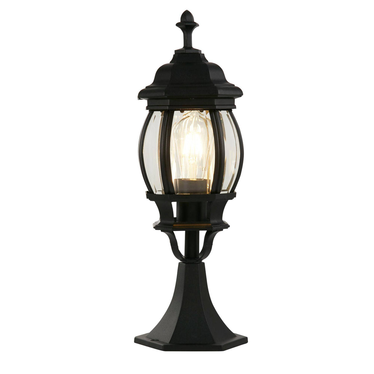 Bel Aire Outdoor Post 500mm, Black with Clear Glass - Comet Lighting