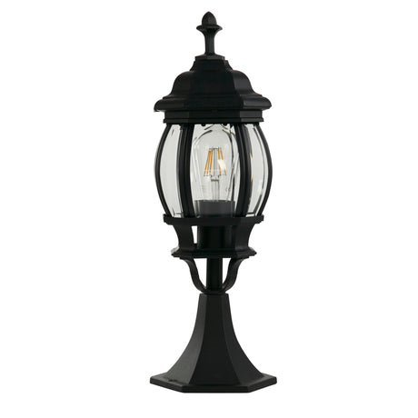 Bel Aire Outdoor Post 500mm, Black with Clear Glass - Comet Lighting