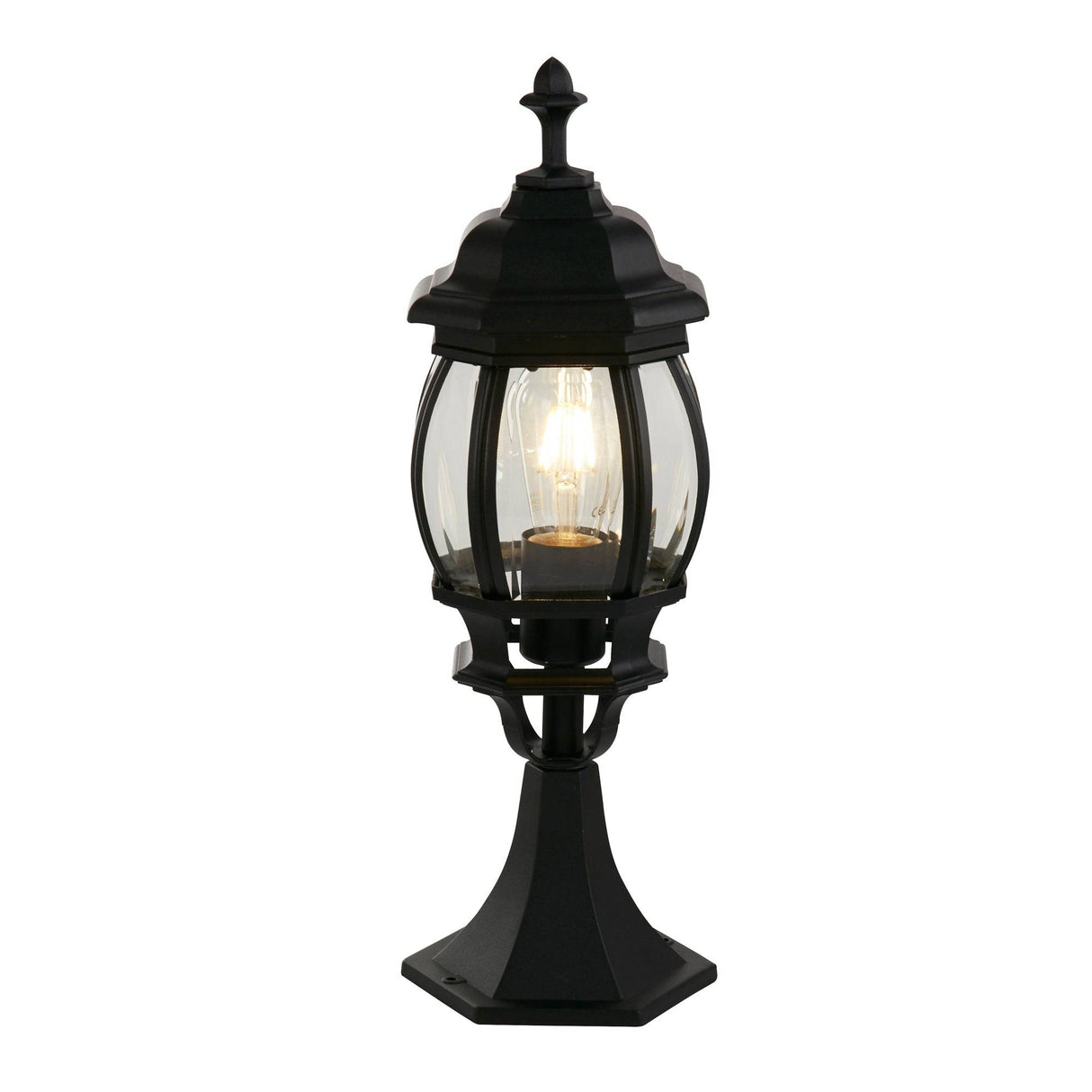 Bel Aire Outdoor Post 500mm, Black with Clear Glass - Comet Lighting