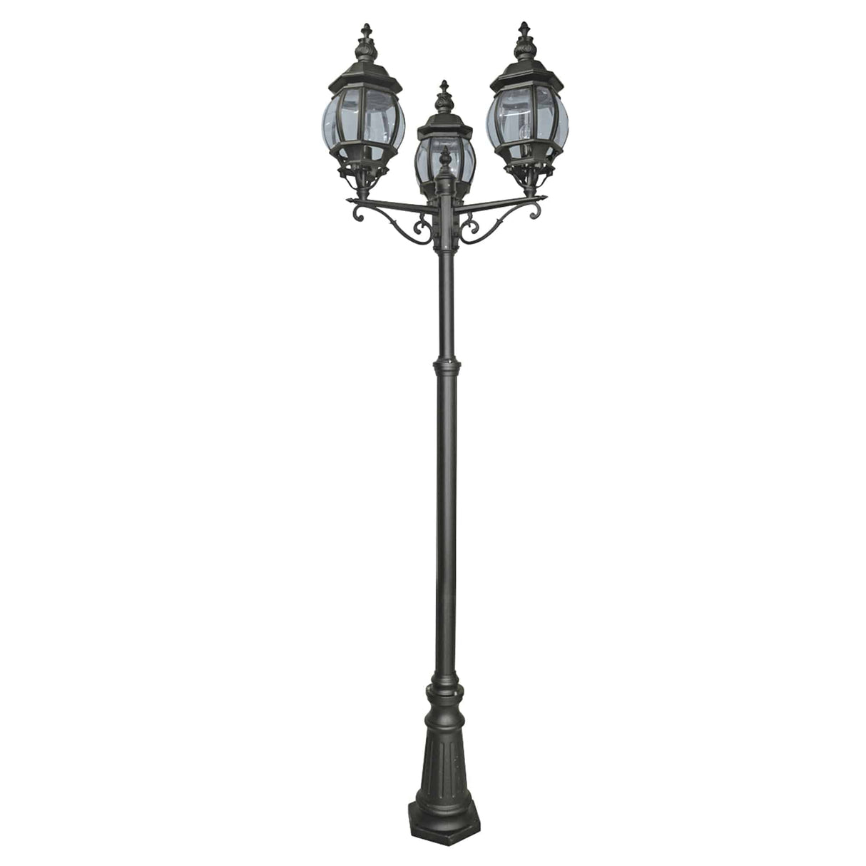 Bel Aire Outdoor Post - Black Metal & Clear Glass - Comet Lighting