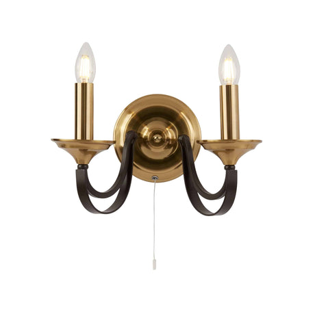 Belfry 2Lt Wall Light - Dark Bronze & Brown Metal - Comet Lighting