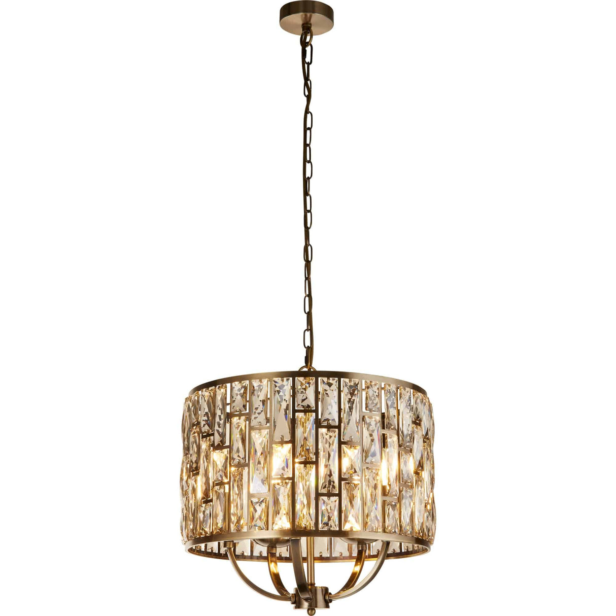 Bijou 5Lt Pendant - Antique Brass Metal & Champagne Glass - Comet Lighting