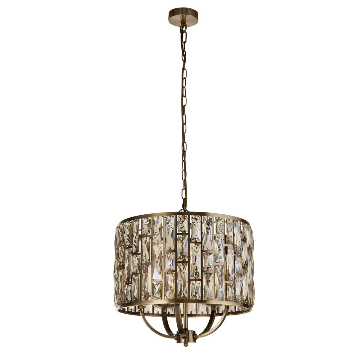 Bijou 5Lt Pendant - Antique Brass Metal & Champagne Glass - Comet Lighting