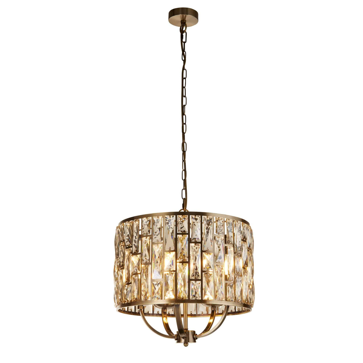 Bijou 5Lt Pendant - Antique Brass Metal & Champagne Glass - Comet Lighting