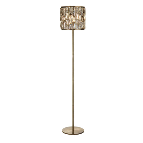 Bijou Floor Lamp - Antique Brass Metal & Champagne Glass - Comet Lighting