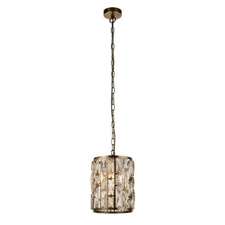 Bijou Pendant - Antique Brass Metal & Champagne Glass - Comet Lighting