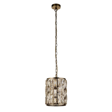 Bijou Pendant - Antique Brass Metal & Champagne Glass - Comet Lighting