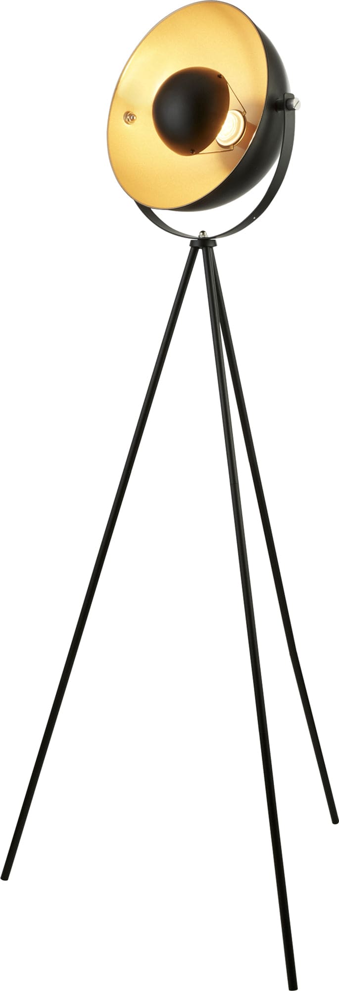 Blink Tripod Floor Lamp - Black Matt Metal & Gold - Comet Lighting