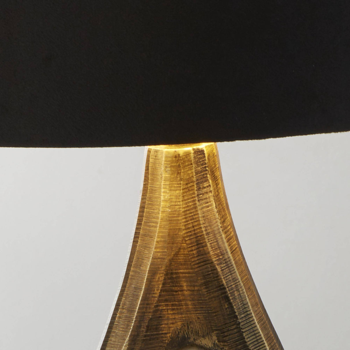 Bucklow Table Lamp- Antique Brass Metal & Black Velvet Shade - Comet Lighting