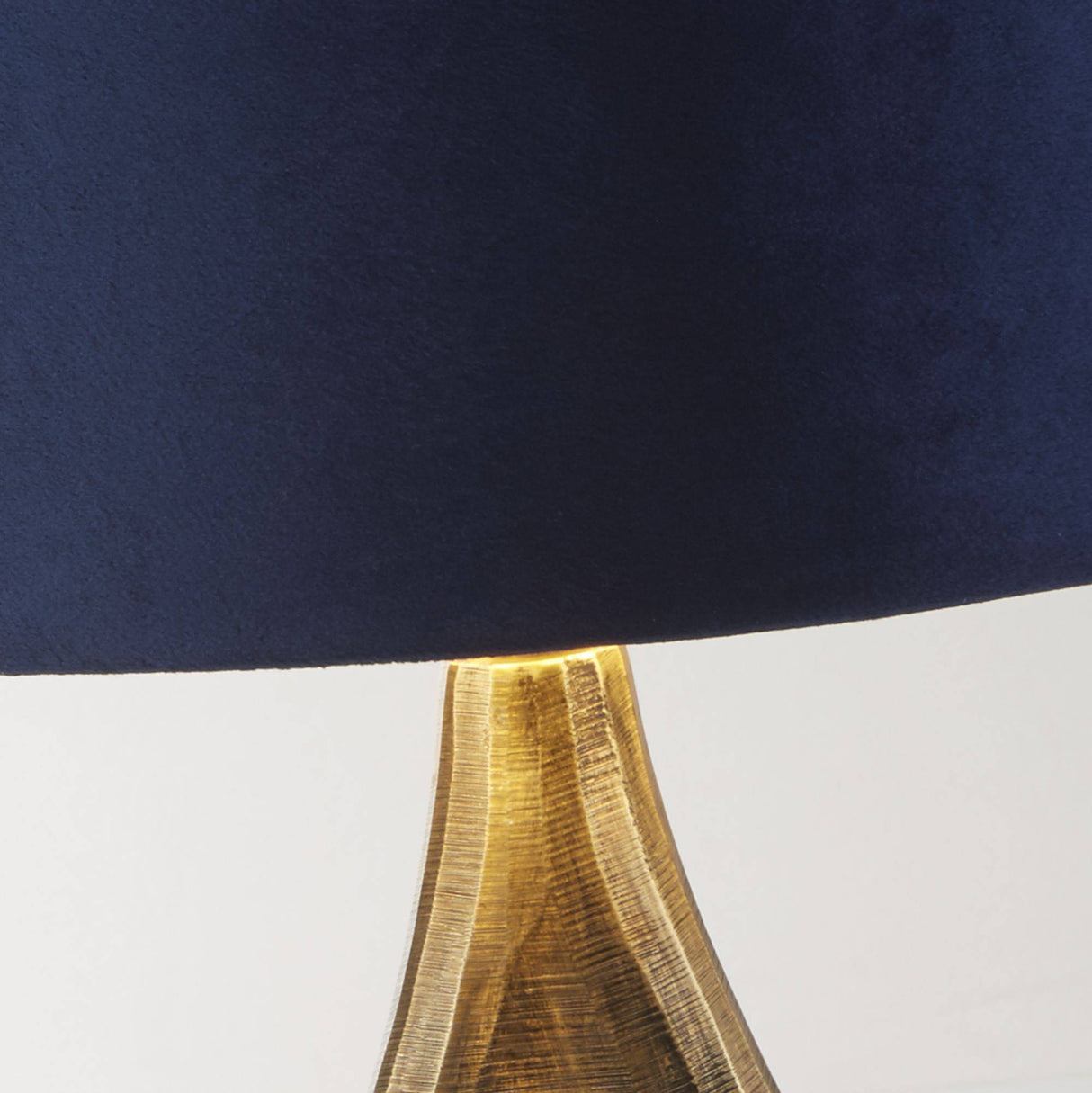 Bucklow Table Lamp- Antique Brass Metal & Navy Velvet Shade - Comet Lighting