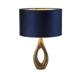 Bucklow Table Lamp- Antique Brass Metal & Navy Velvet Shade - Comet Lighting