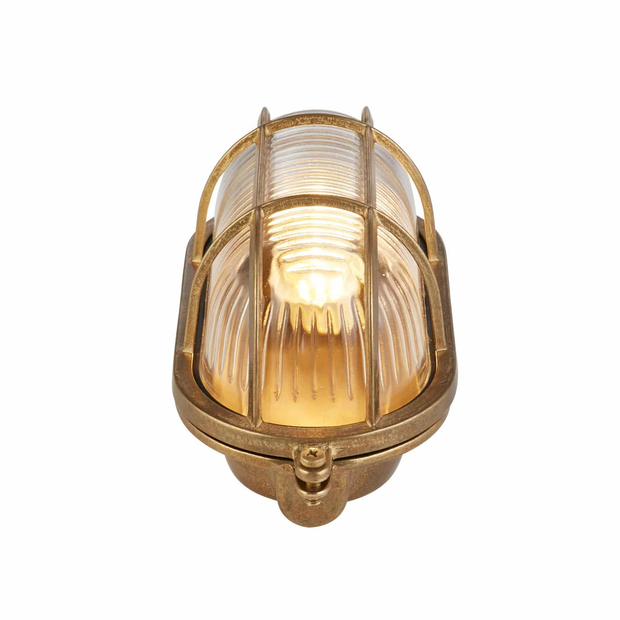 Bulkhead Oval Outdoor Light - Solid Brass & Ribbed Glass - Comet Lighting