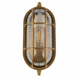 Bulkhead Oval Outdoor Light - Solid Brass & Ribbed Glass - Comet Lighting